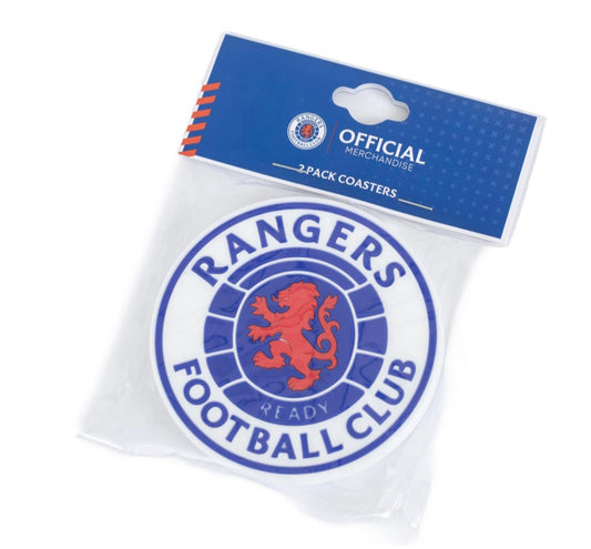 Official Licensed Rangers FC 2pk Coaster Set.
