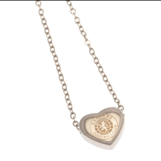 Official licensed Rangers FC Stainless Steel Heart Necklace.